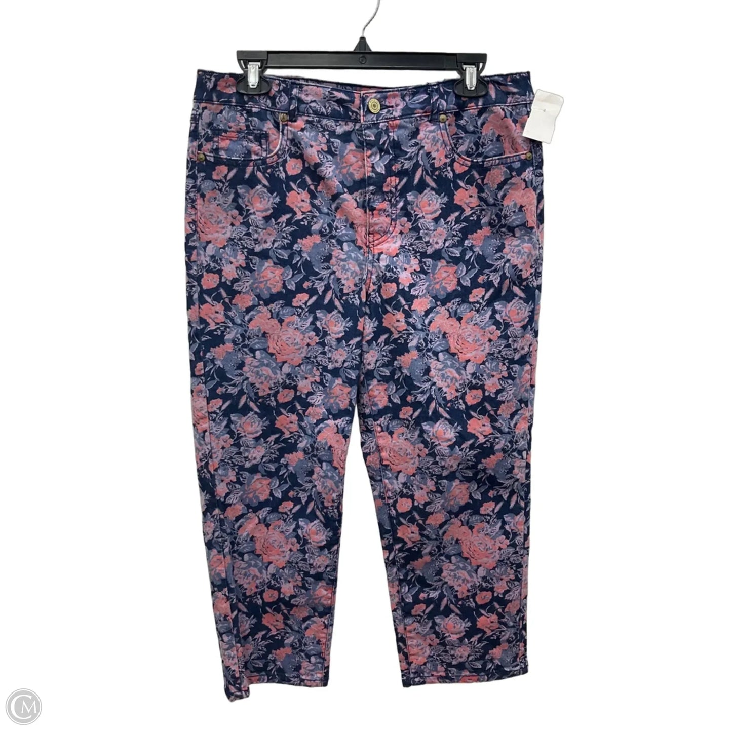 Pants Cropped By Isaac Mizrahi Live Qvc In Floral Print, Size: 10