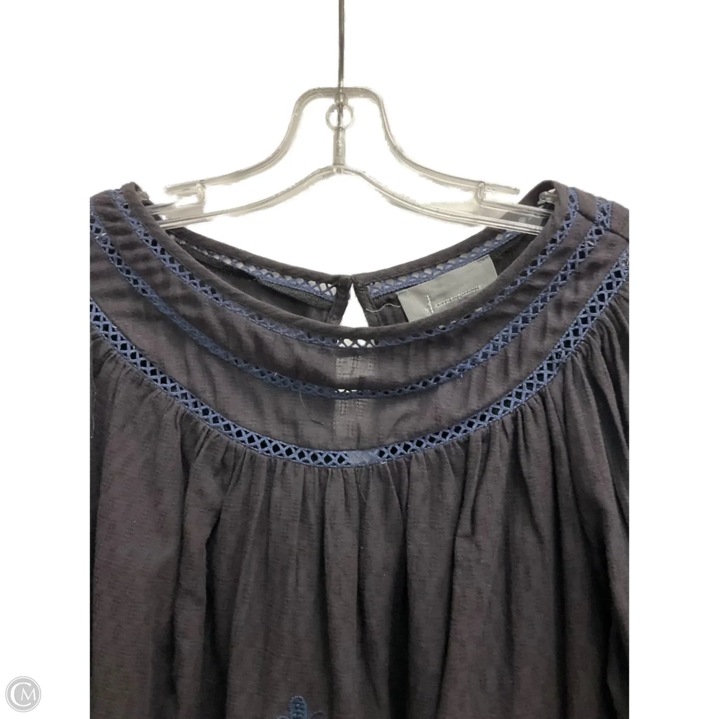 Top 3/4 Sleeve By Anthropologie In Black & Blue, Size: 16