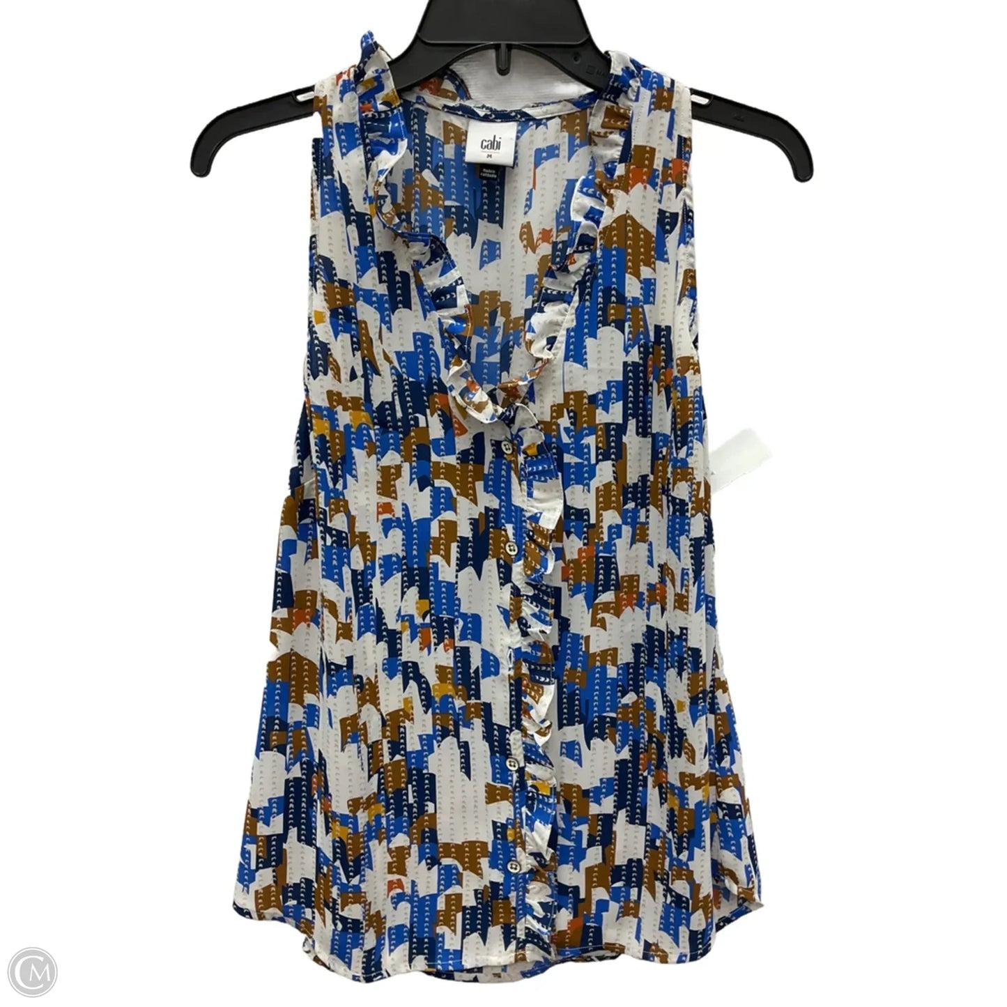 Top Sleeveless By Cabi In Blue & White, Size: M