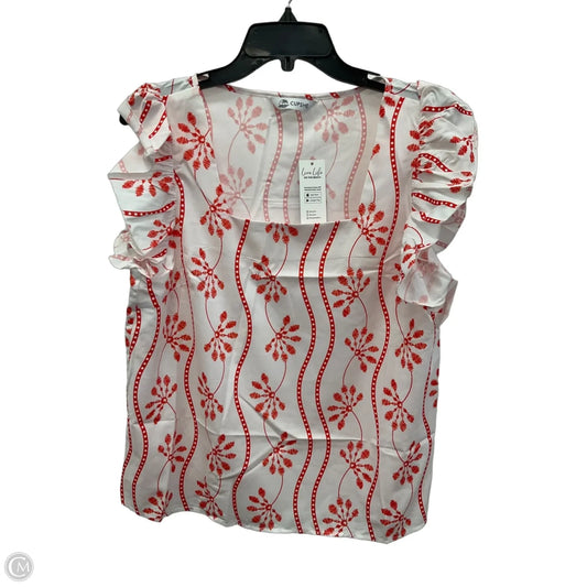 Top Short Sleeve By Cupshe In Red & White, Size: L