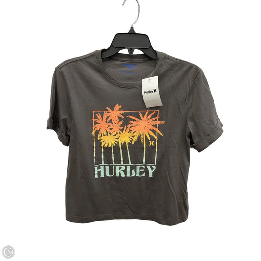 Athletic Top Short Sleeve By Hurley In Grey & Orange, Size: S