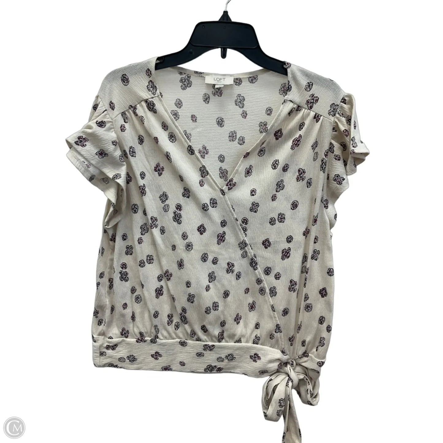 Top Short Sleeve By Loft In Cream, Size: L