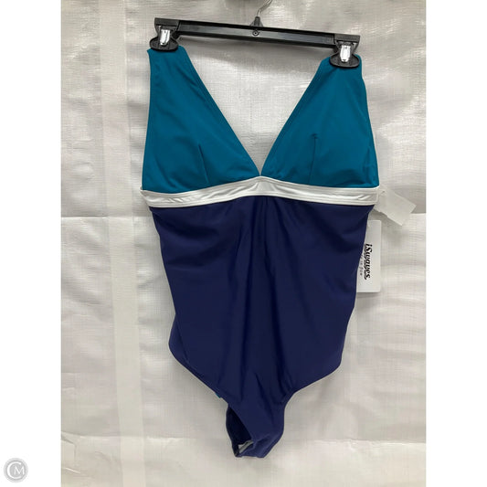 Swimsuit By Clothes Mentor In Blue & White, Size: Xl