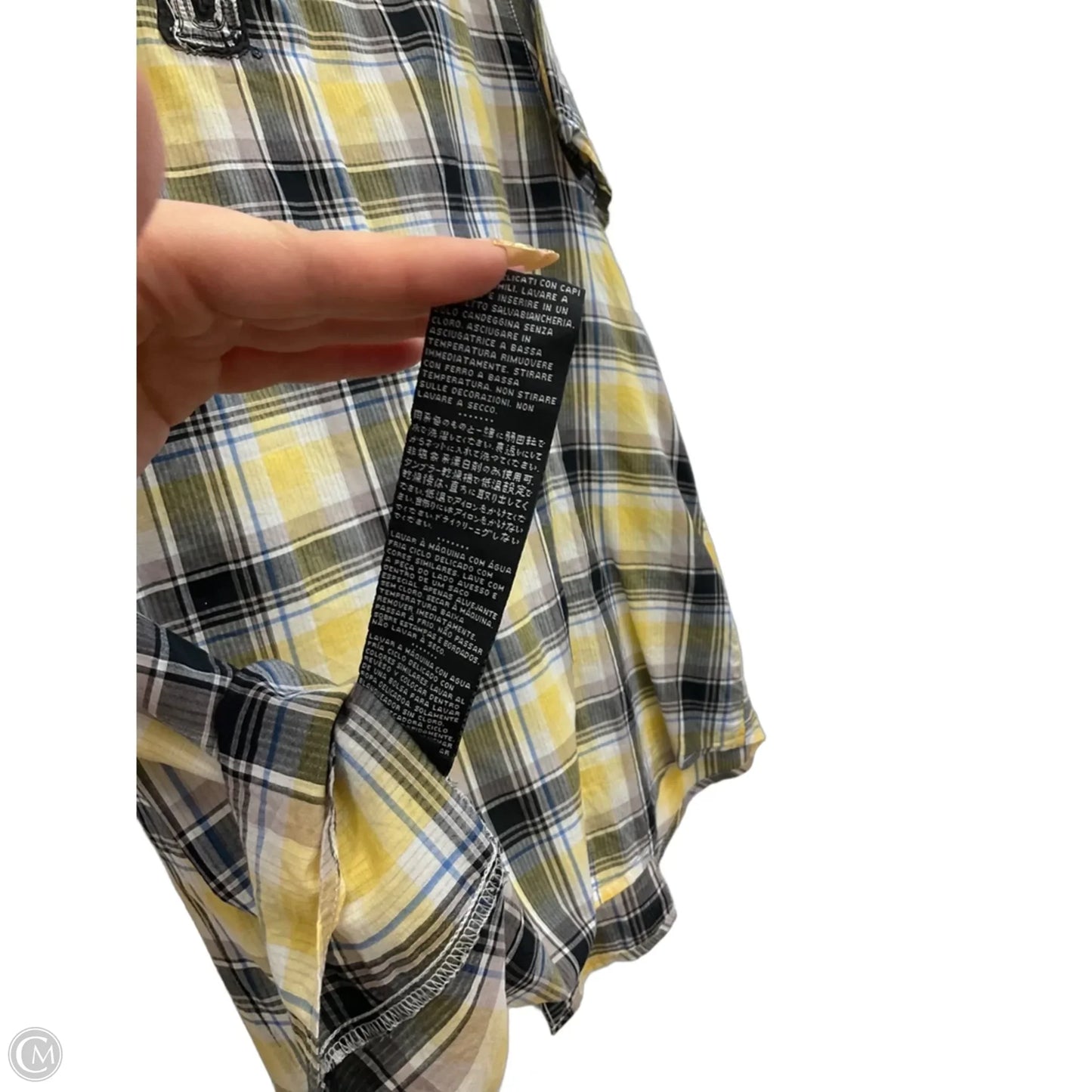 Blouse Short Sleeve By Harley Davidson In Black & Yellow, Size: Xl