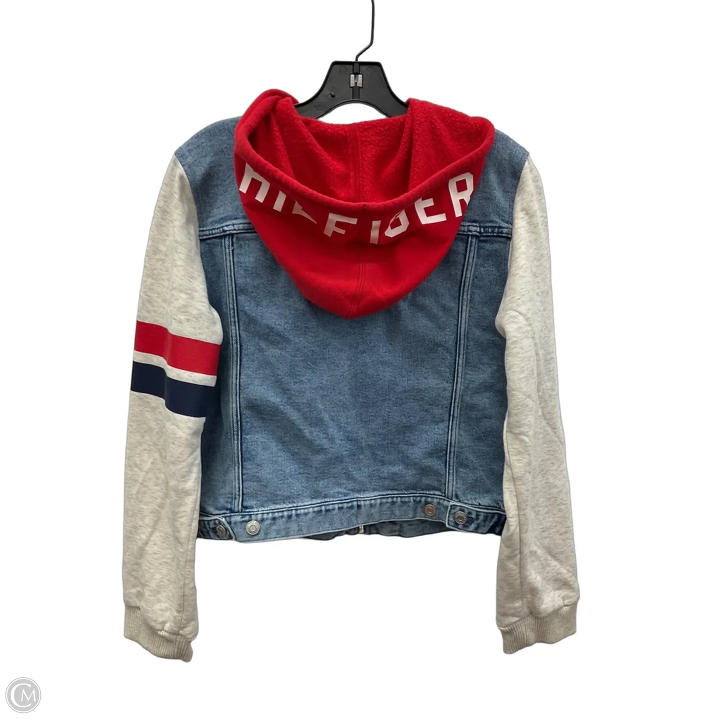 Jacket Denim By Tommy Hilfiger In Blue Red & White, Size: L