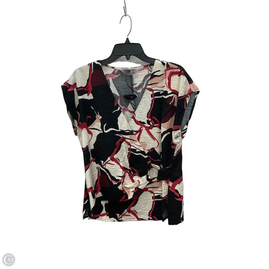 Top Short Sleeve By Nine West In Black & Pink, Size: L
