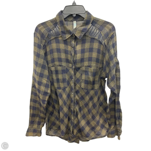 Blouse Long Sleeve By Free People In Blue & Green, Size: M