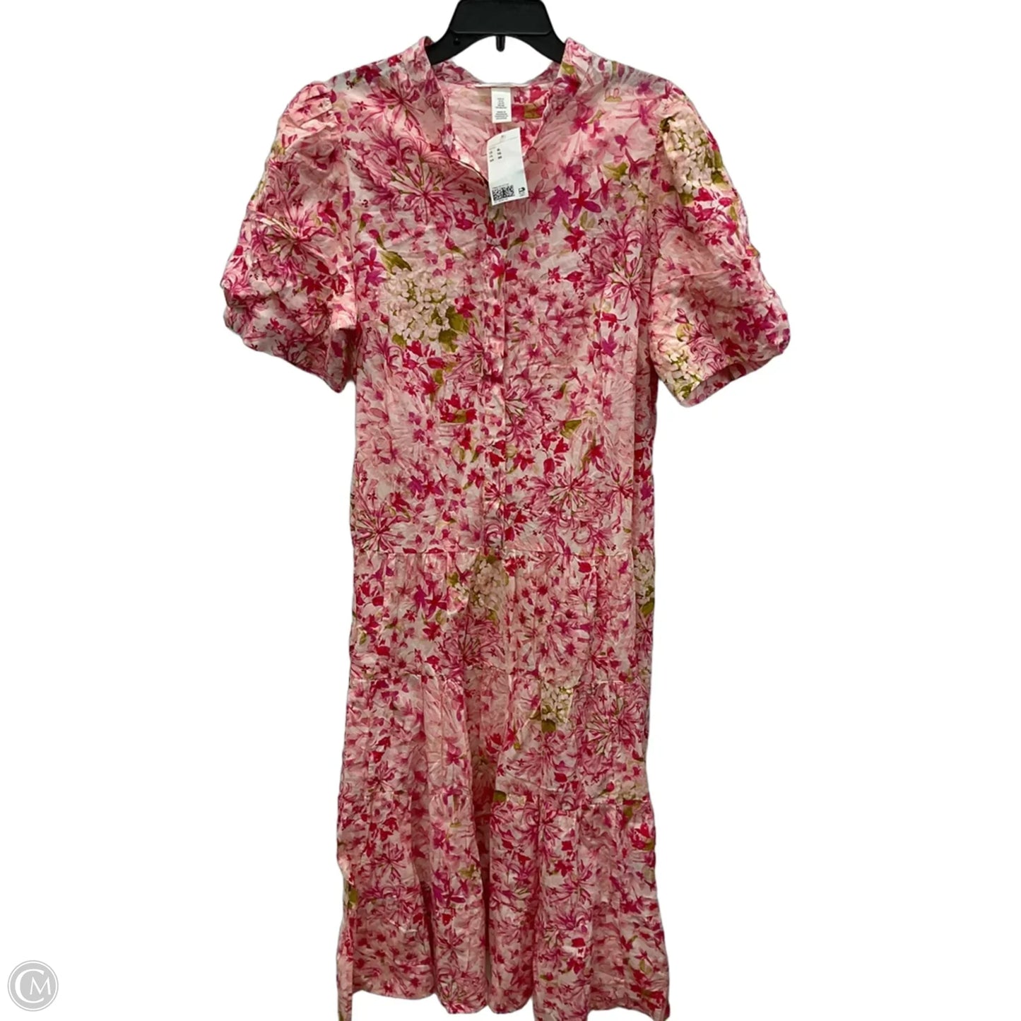 Dress Casual Midi By H&m In Green & Pink, Size: Xl