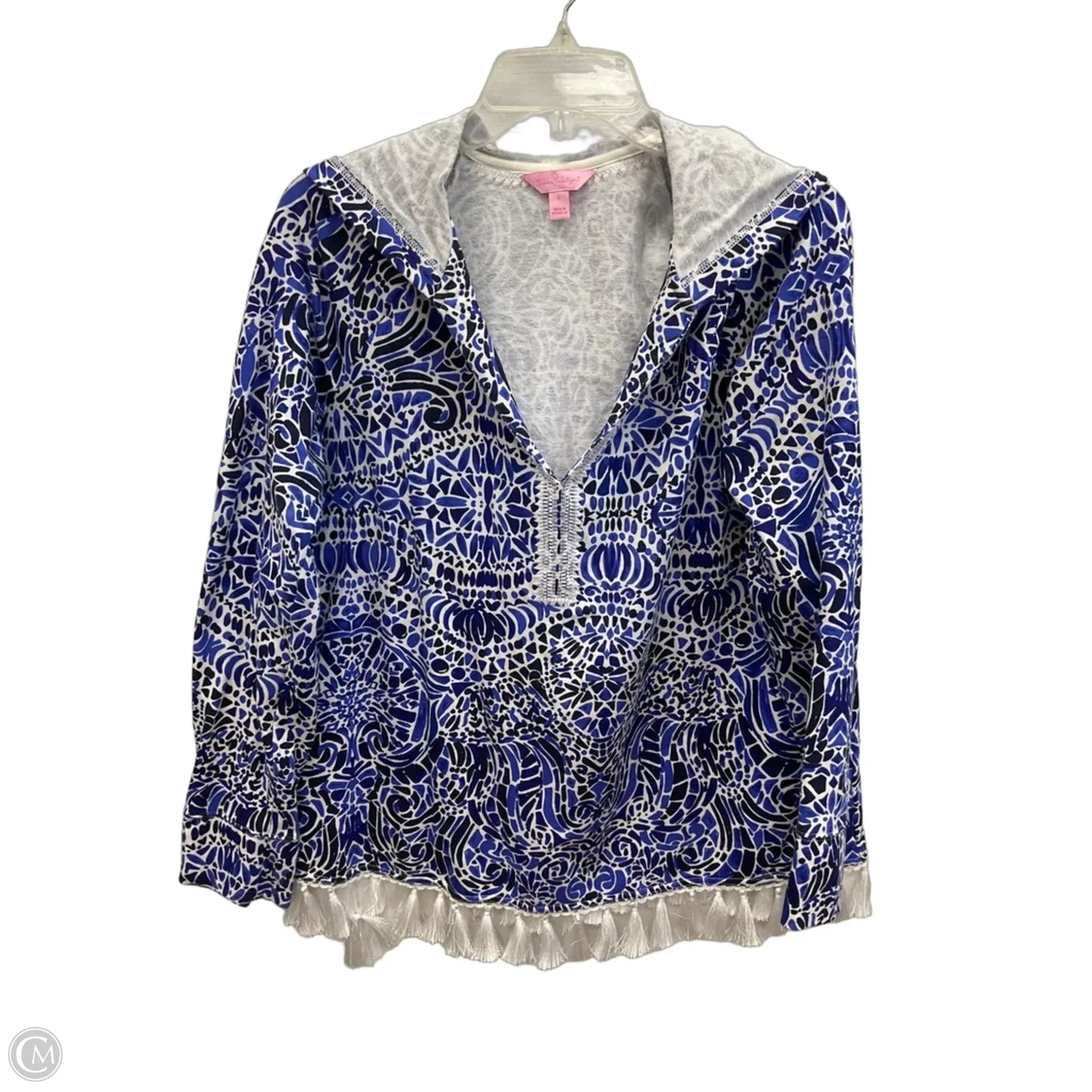 Sweatshirt Designer By Lilly Pulitzer In Blue & White, Size: L