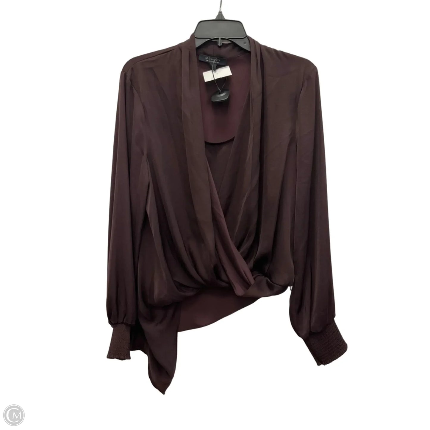 Top Long Sleeve Designer By All Saints In Purple, Size: M