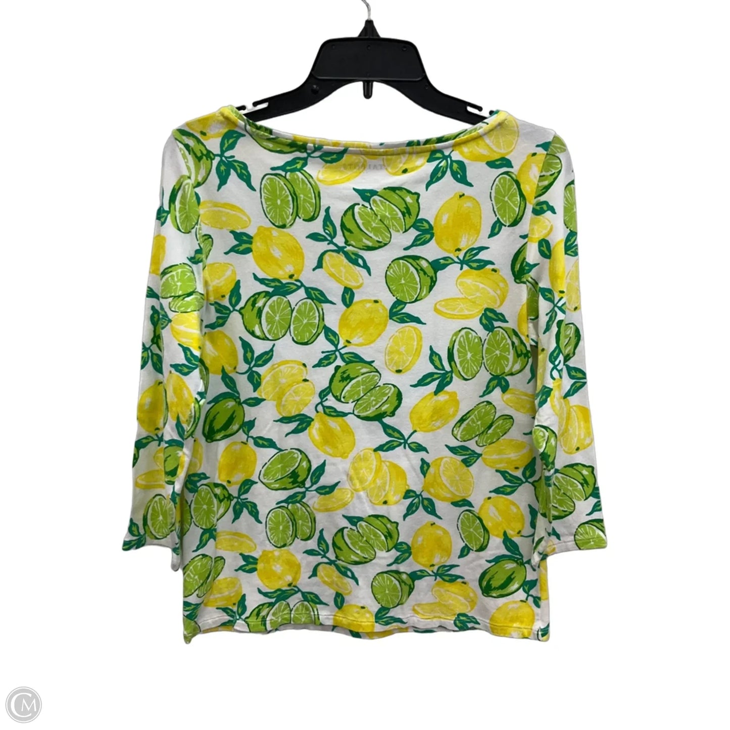 Top 3/4 Sleeve By Talbots In Green & Yellow, Size: M