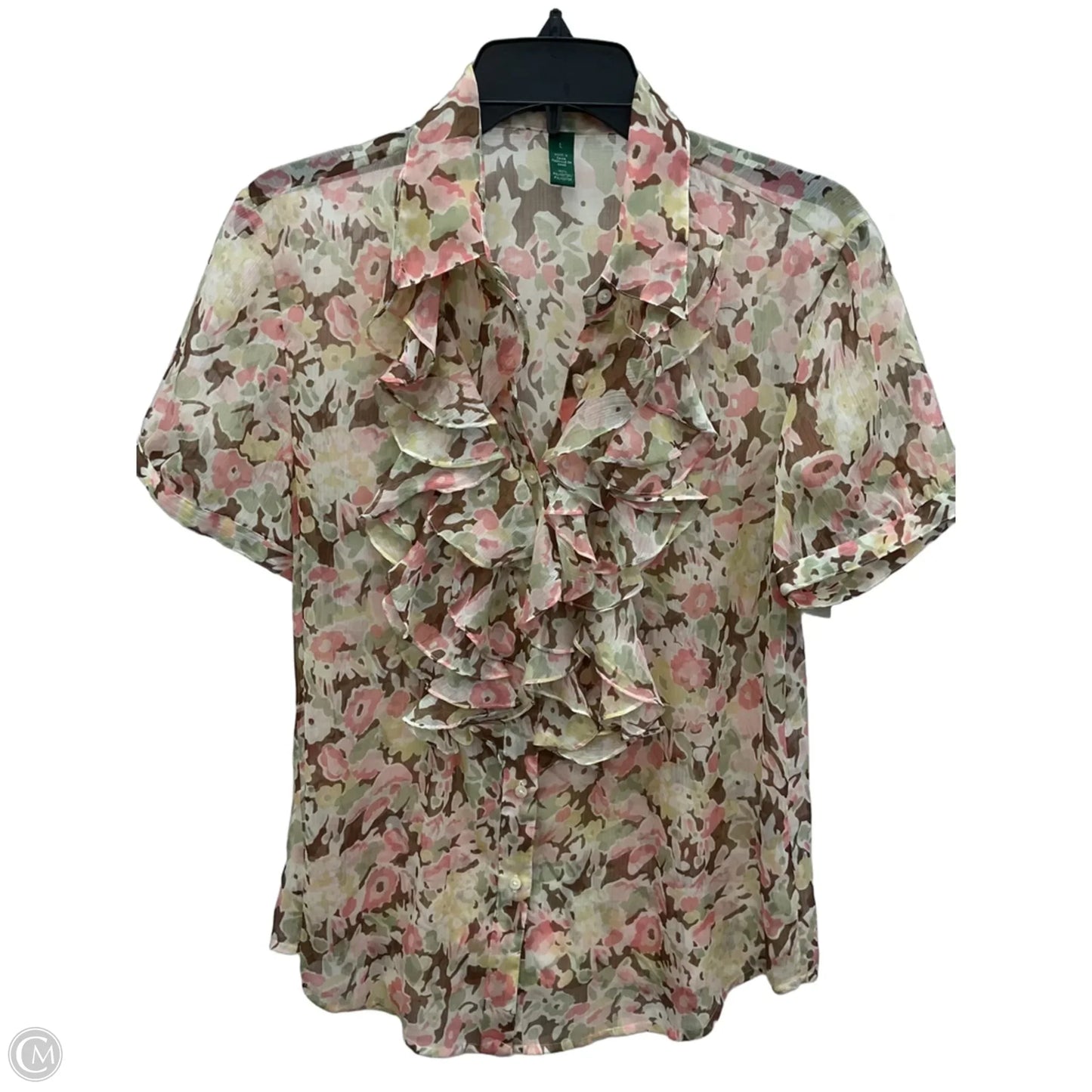 Top Short Sleeve By Lauren By Ralph Lauren In Floral Print, Size: L