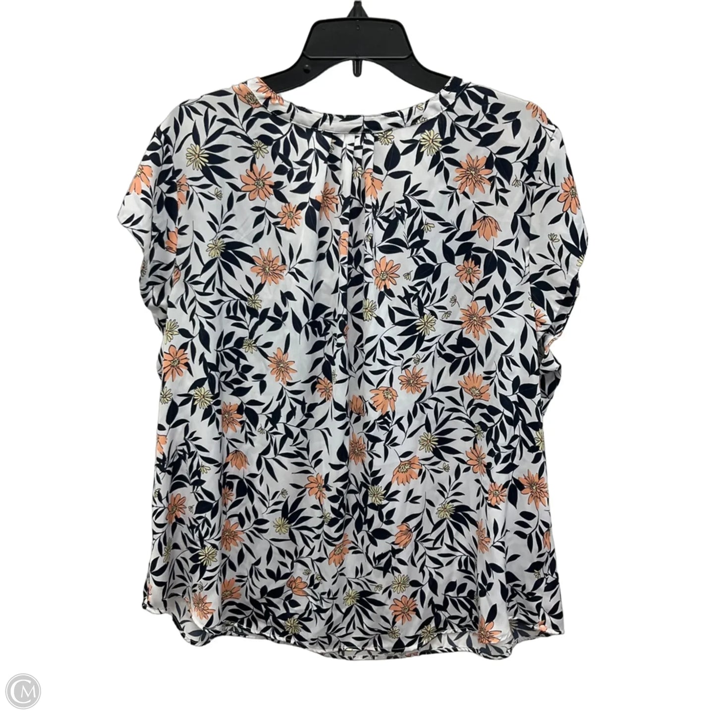 Top Short Sleeve By Liz Claiborne In Blue & White, Size: 1x