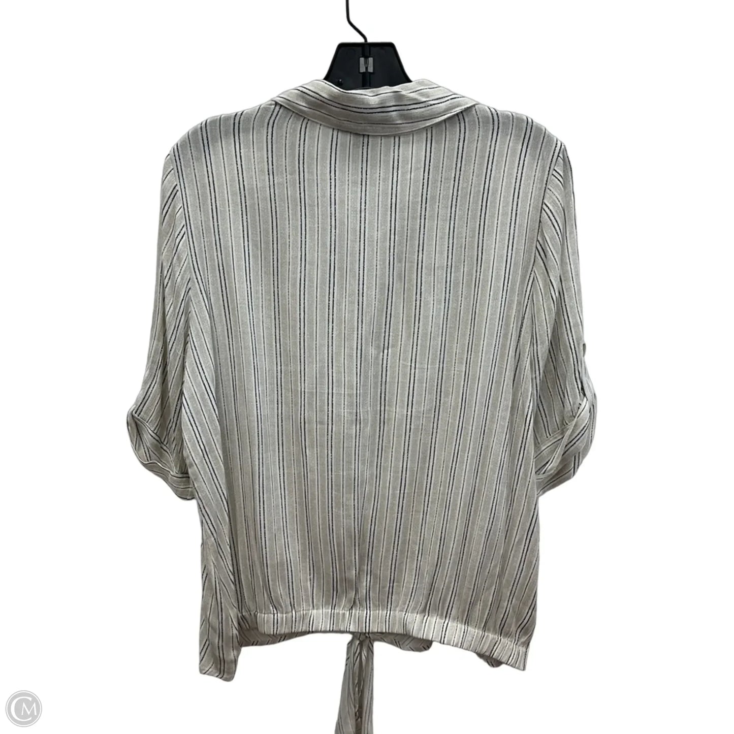 Top Short Sleeve By Agb In Tan & White, Size: M