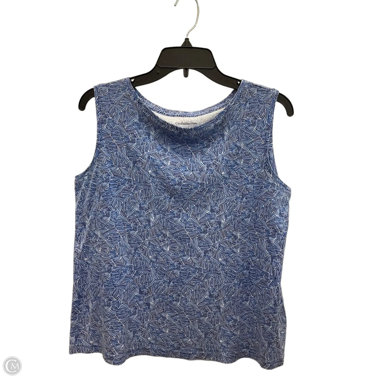 Top Sleeveless Basic By Croft And Barrow In Blue & White, Size: L