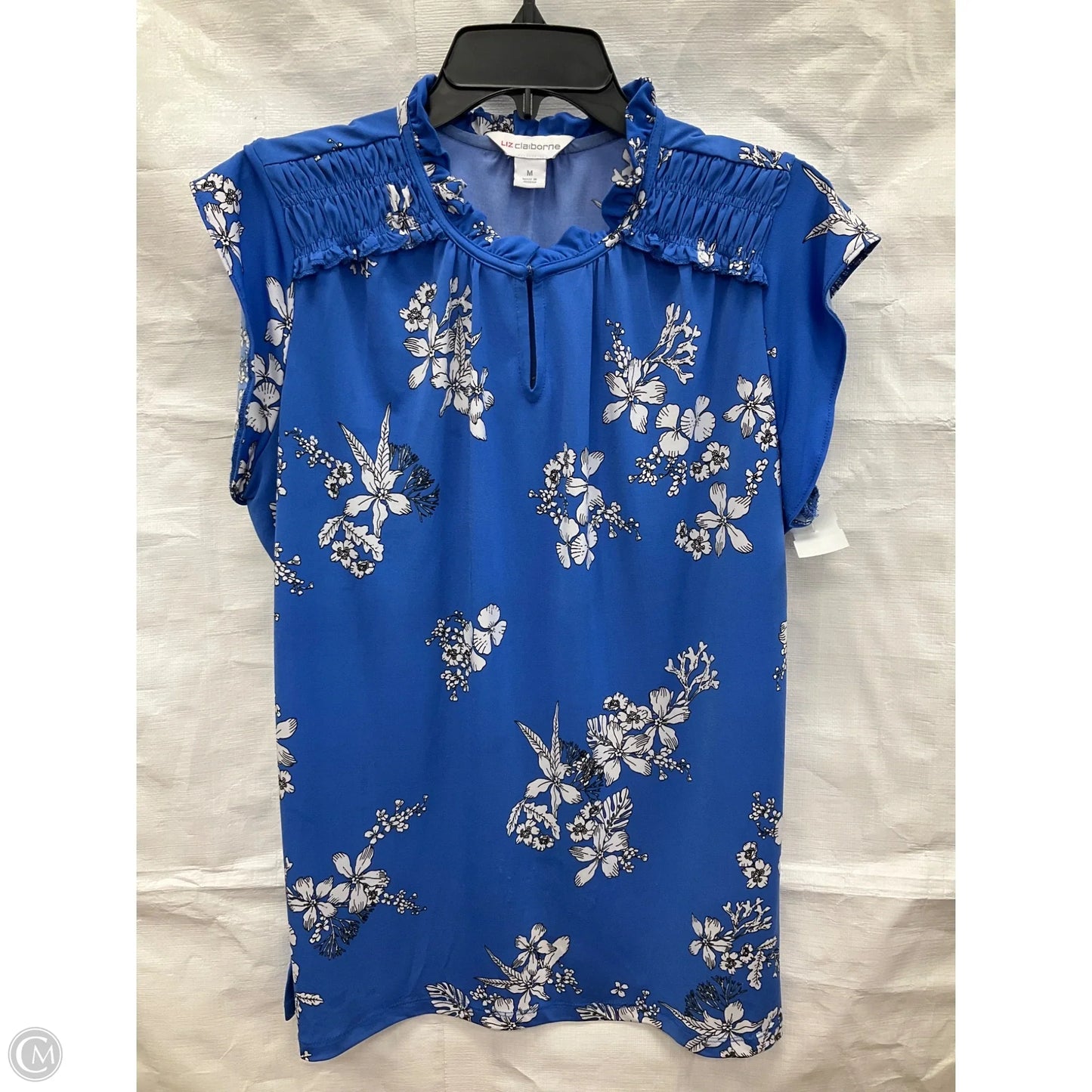 Top Short Sleeve By Liz Claiborne In Blue Denim, Size: M