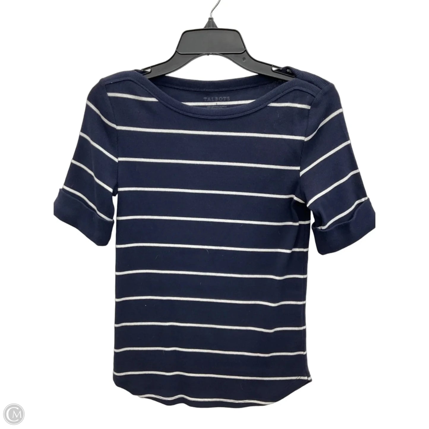 Top Short Sleeve By Talbots In Blue & White, Size: S