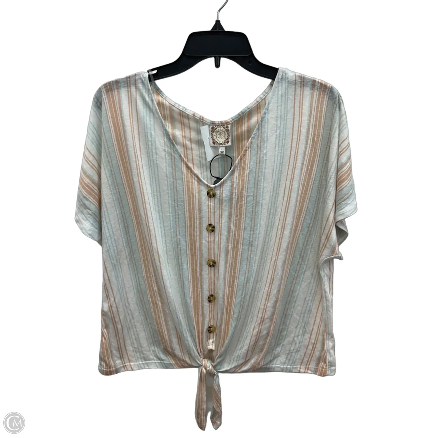 Top Short Sleeve By Tru Self In Blue & Orange, Size: L