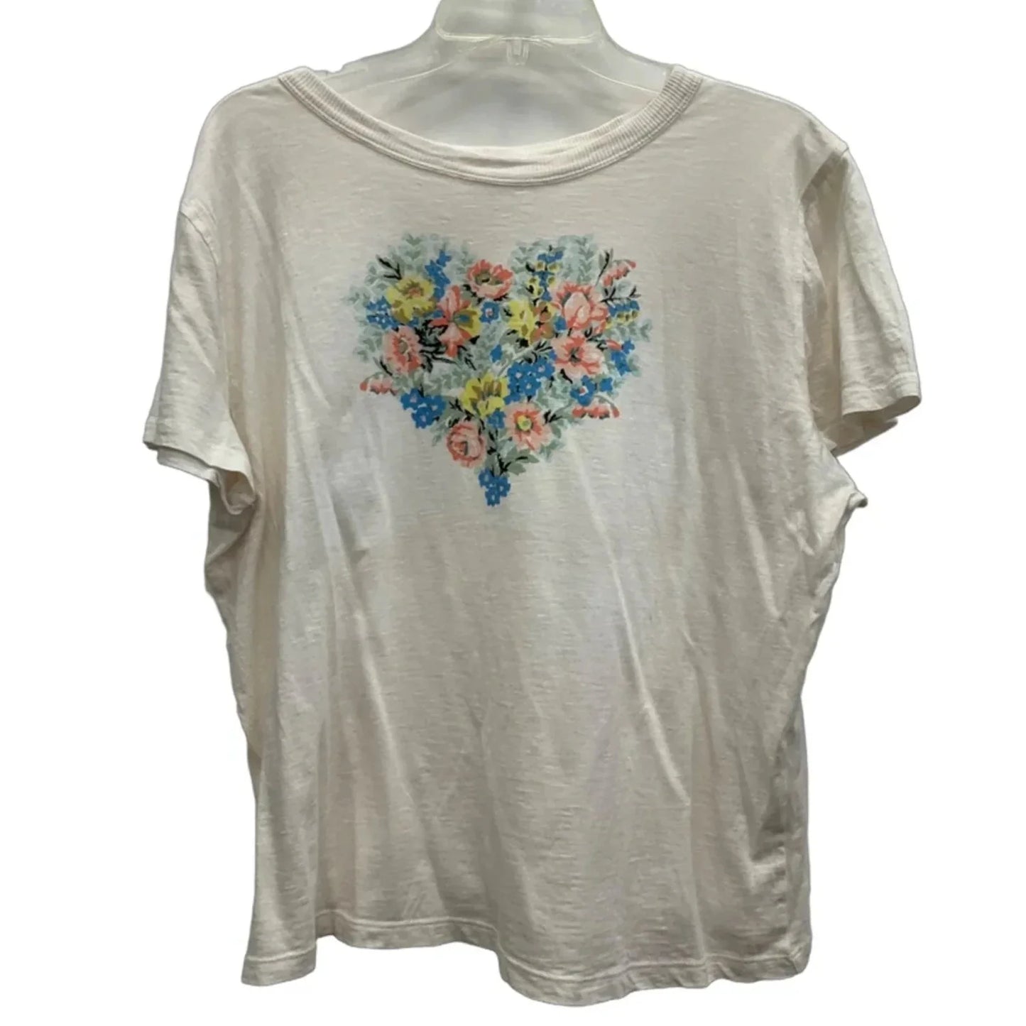 Top Short Sleeve By Loft In Floral Print, Size: L