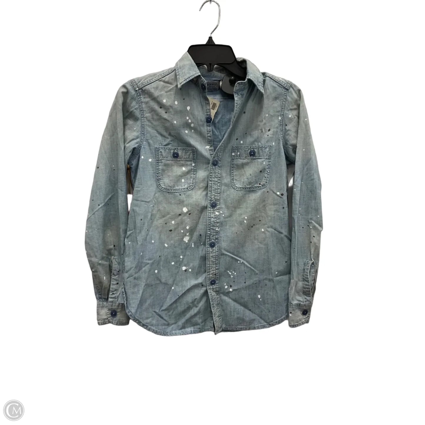 Blouse Long Sleeve By Denimist In Blue Denim, Size: Xs