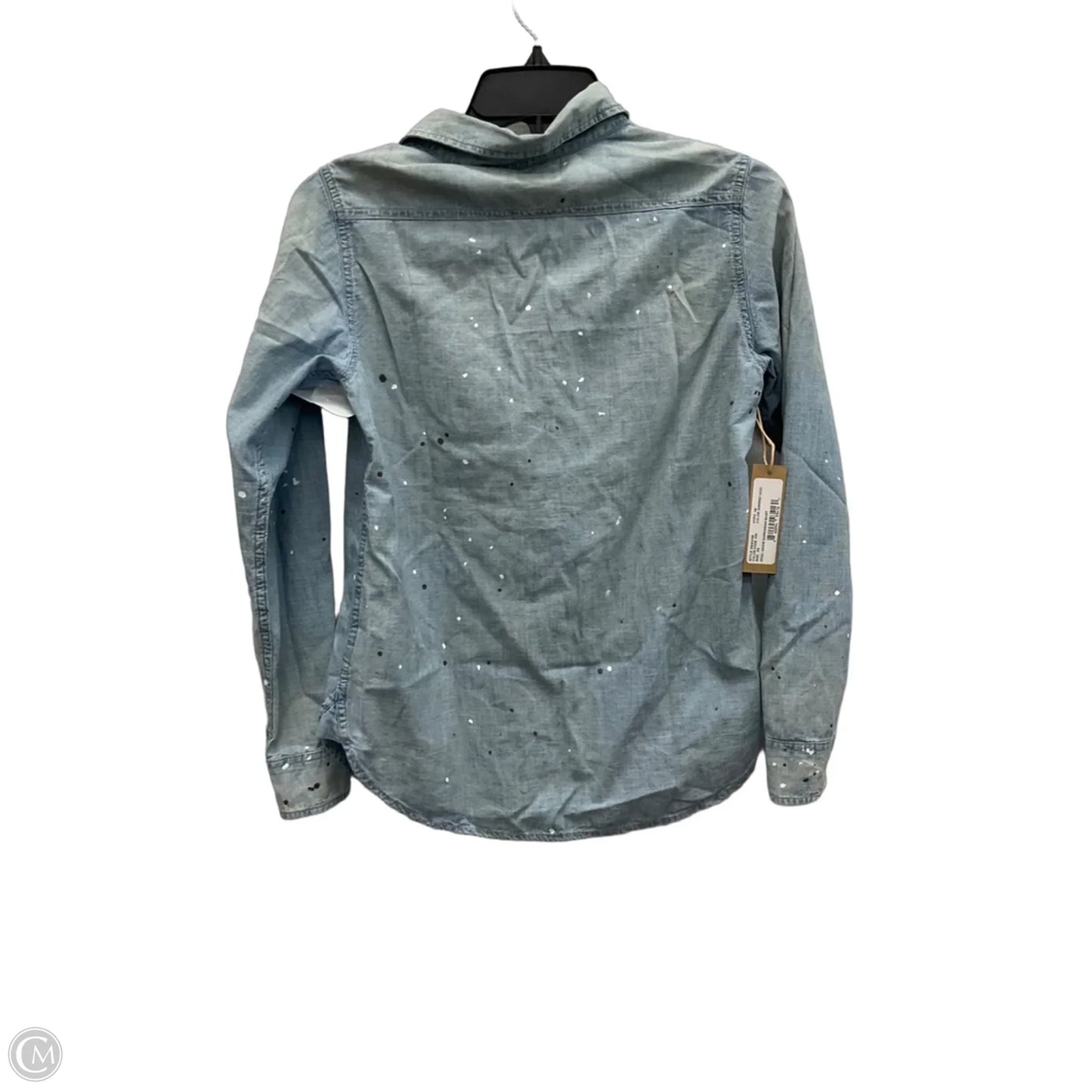 Blouse Long Sleeve By Denimist In Blue Denim, Size: Xs