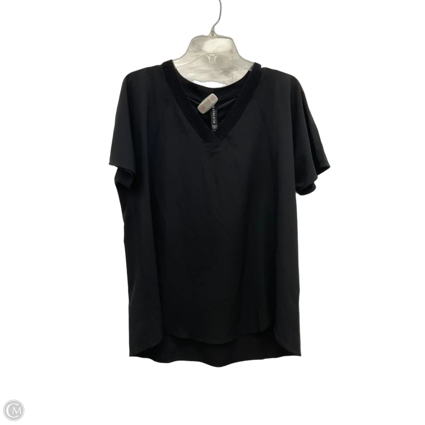 Athletic Top Short Sleeve By Athleta In Black, Size: L