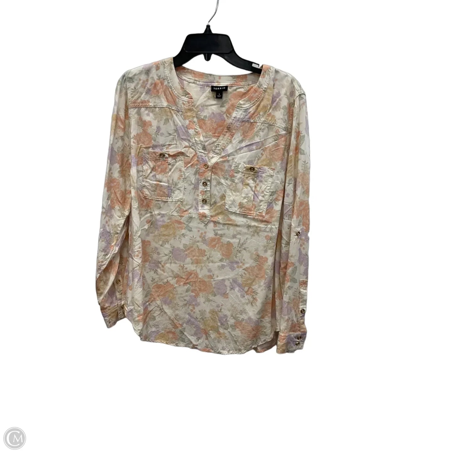 Top Long Sleeve By Torrid In Floral Print, Size: 1x