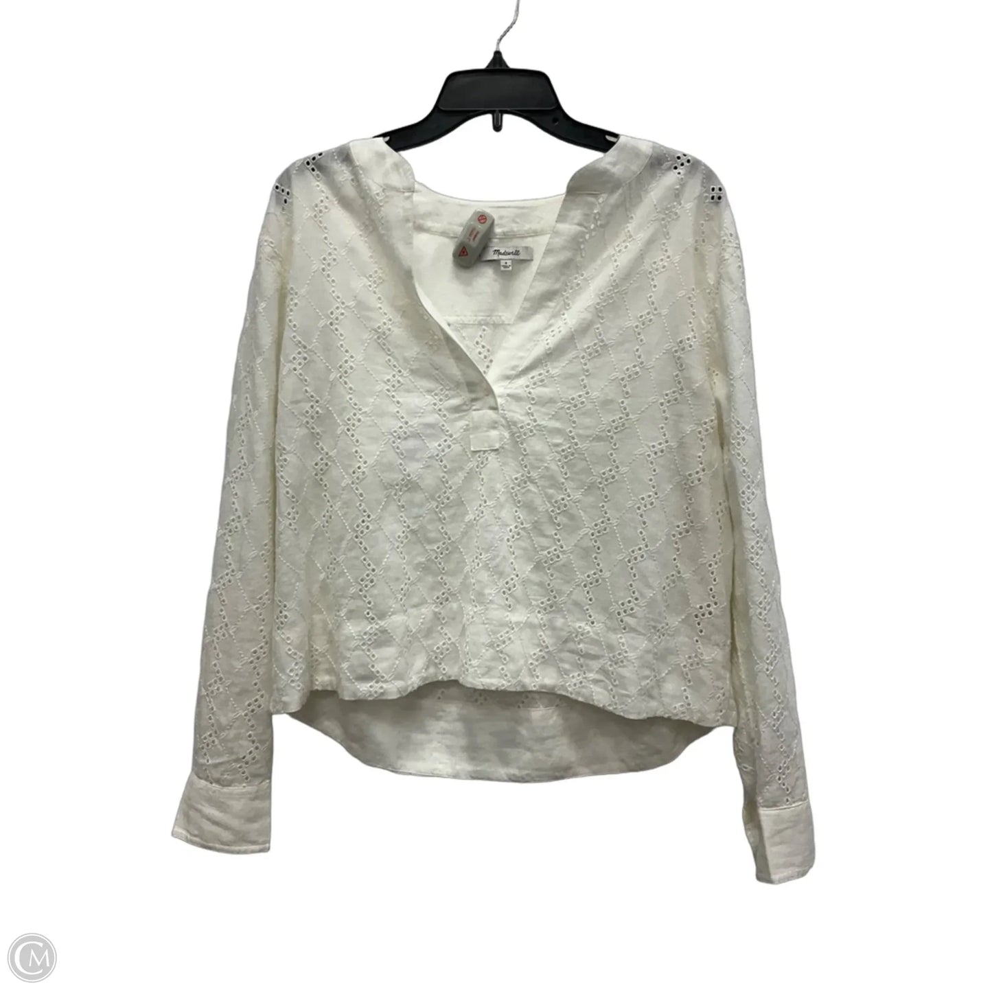 Top Long Sleeve By Madewell In White, Size: S