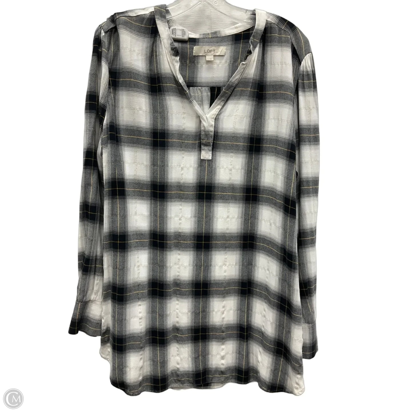 Top Long Sleeve By Loft In Black & White, Size: Xxl