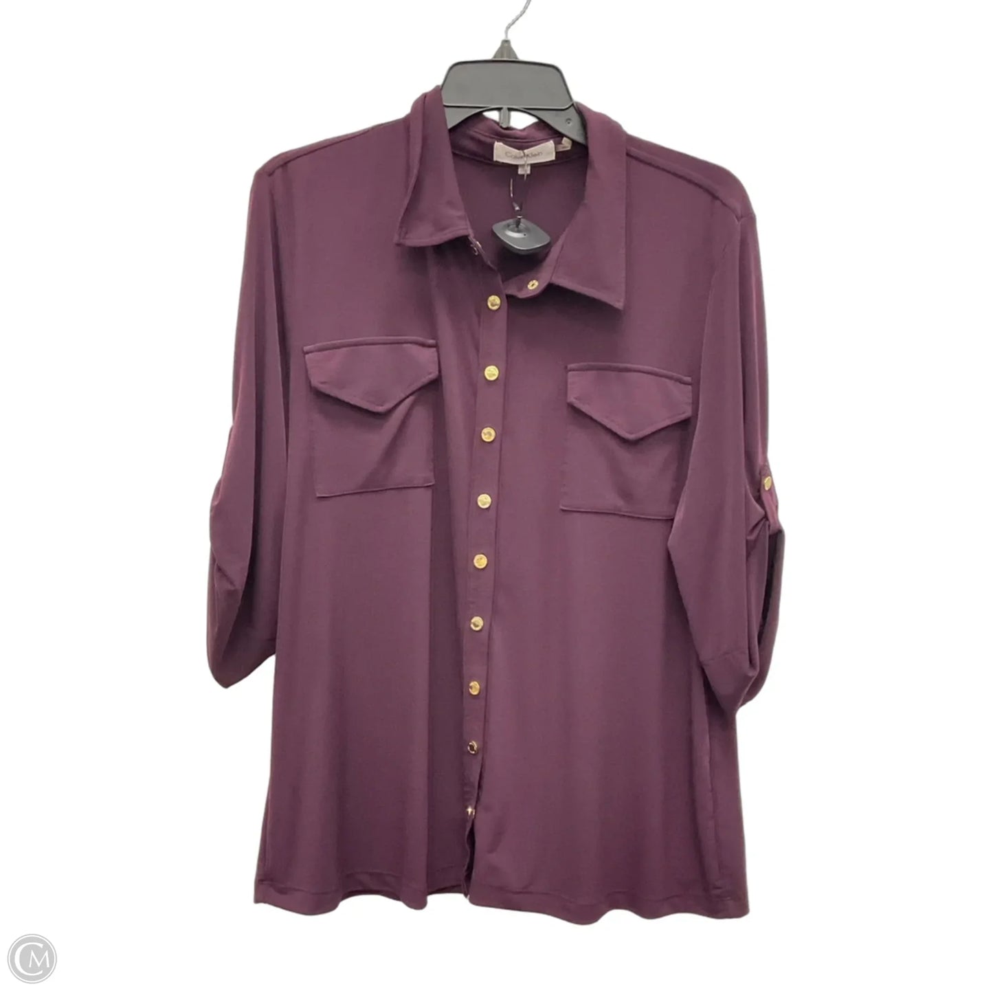 Blouse 3/4 Sleeve By Calvin Klein In Purple, Size: Xl