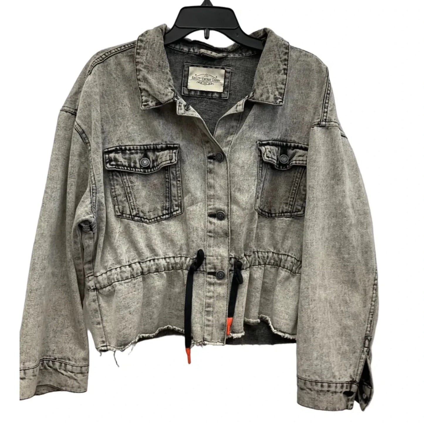 Jacket Utility By Clothes Mentor In Grey Denim, Size: Xl