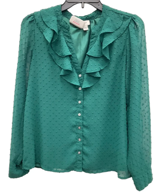 Top Long Sleeve By J. Crew In Green, Size: S