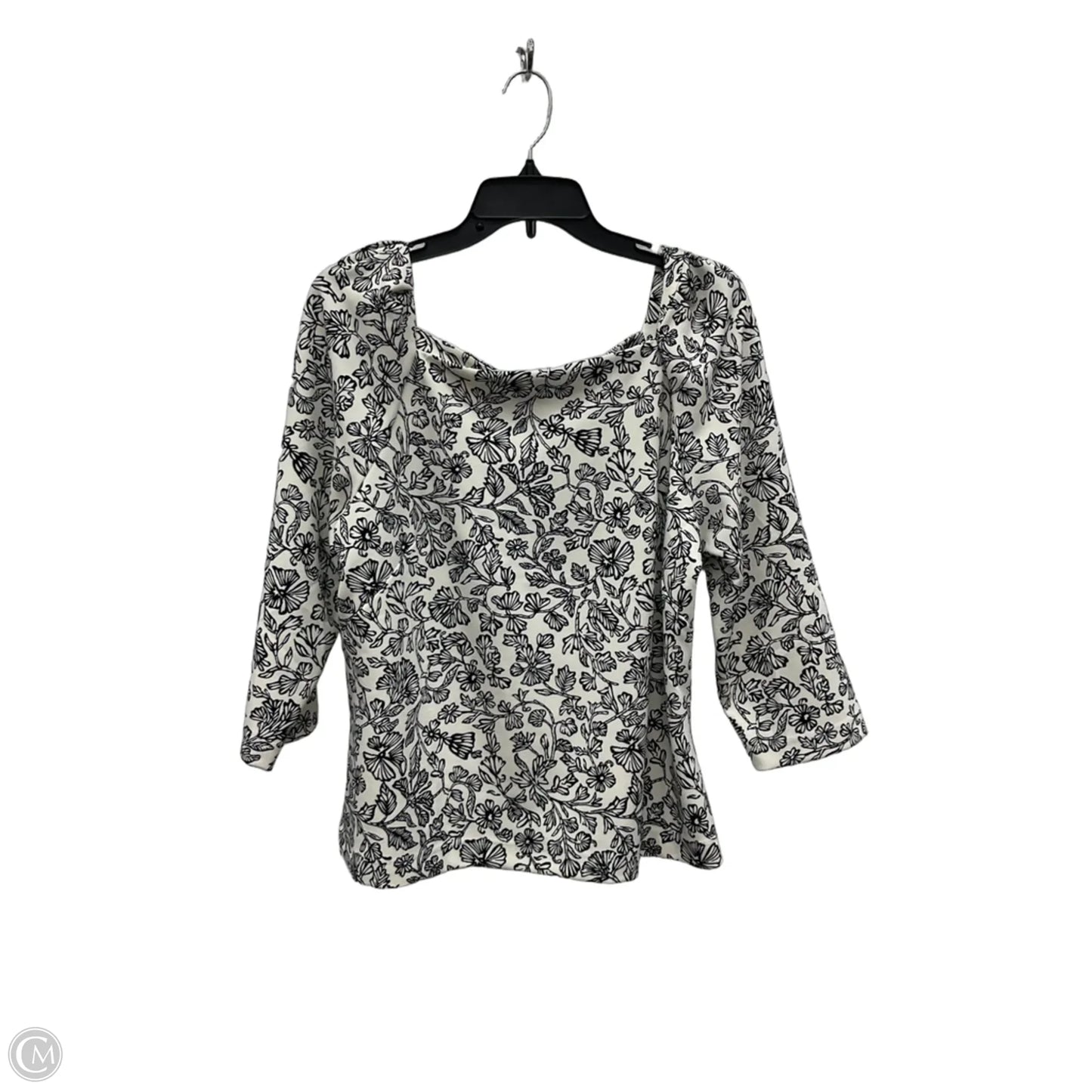 Top 3/4 Sleeve By Melloday In Black & White, Size: L
