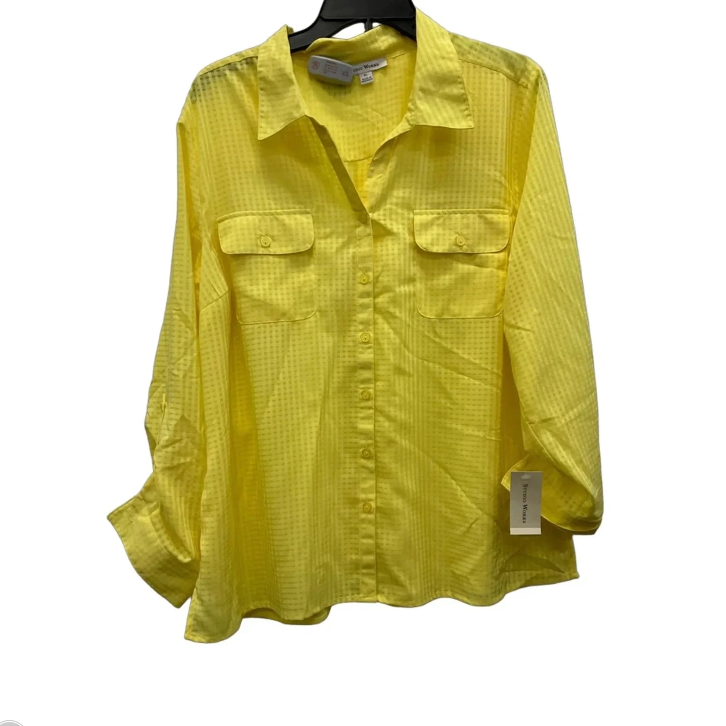 Blouse Long Sleeve By Studio Works In Yellow, Size: Xl