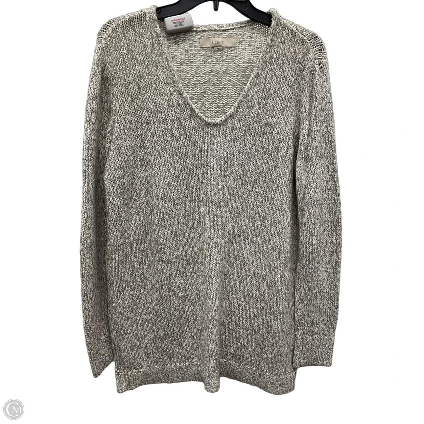 Sweater By Loft In Grey & White, Size: L