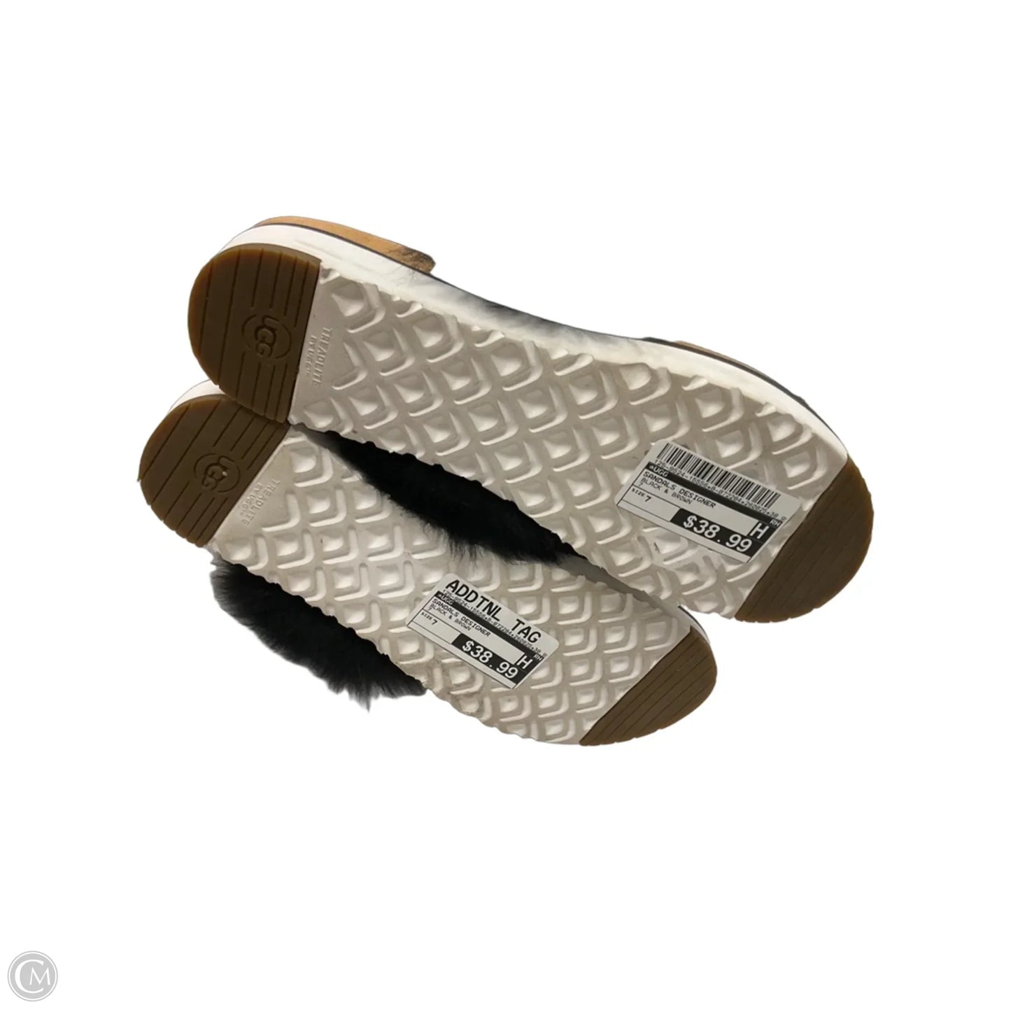 Sandals Designer By Ugg In Black & Brown, Size: 7