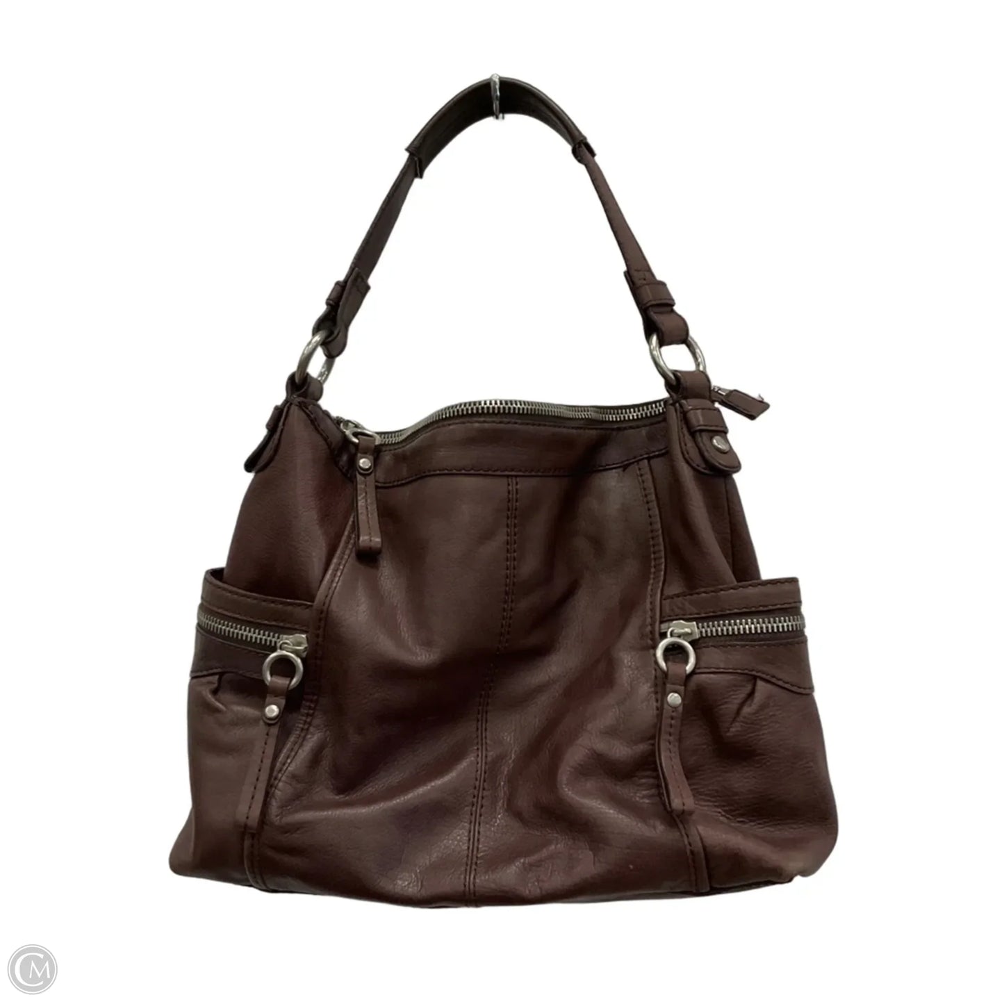 Handbag Leather By Fossil, Size: Medium
