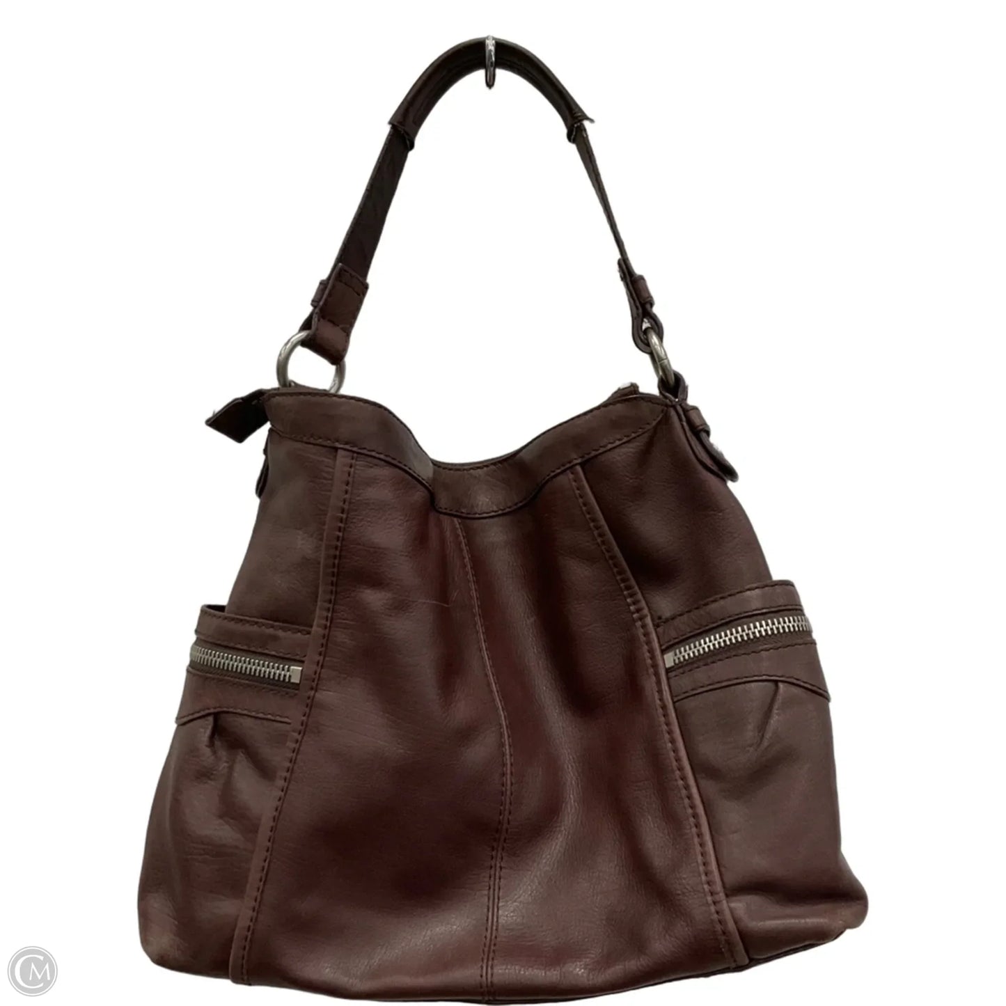 Handbag Leather By Fossil, Size: Medium