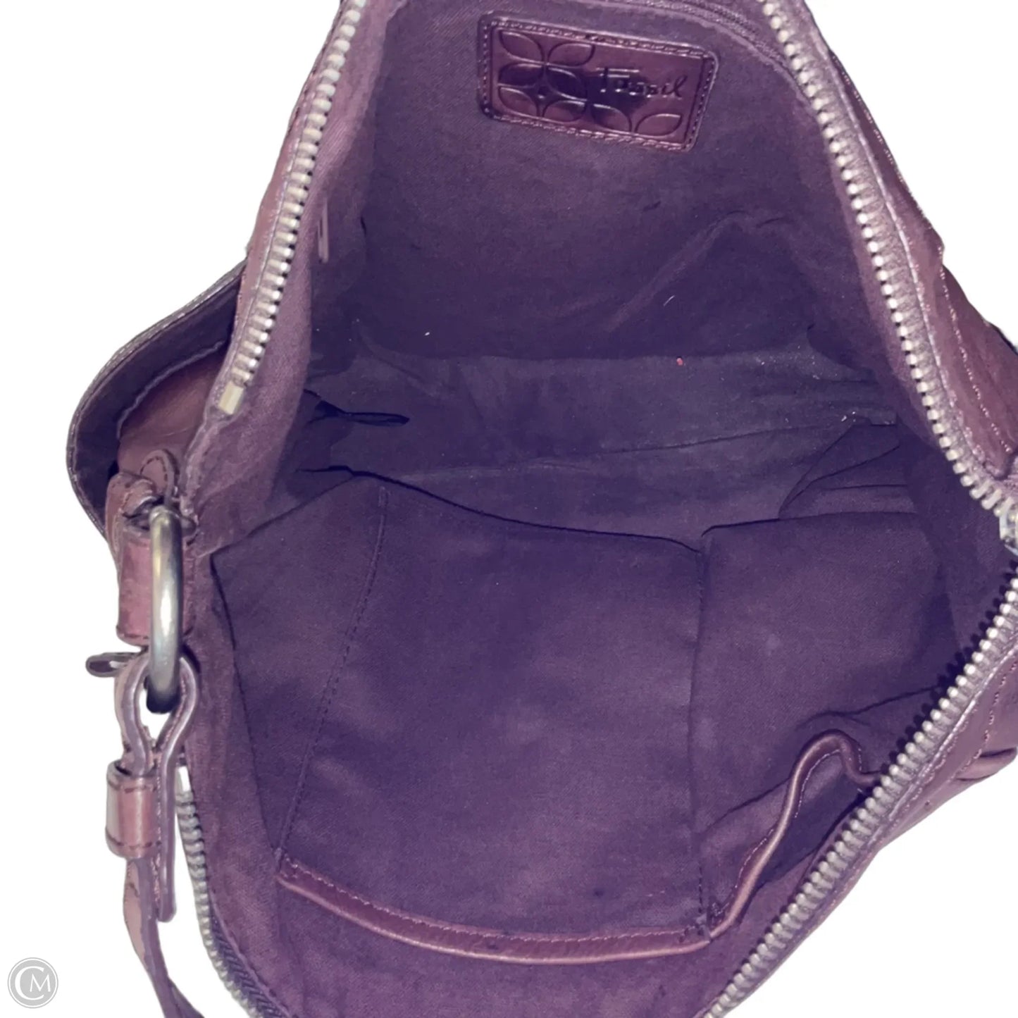 Handbag Leather By Fossil, Size: Medium