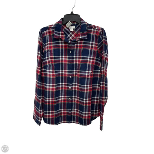 Blouse Long Sleeve By J. Crew In Blue & Red, Size: M