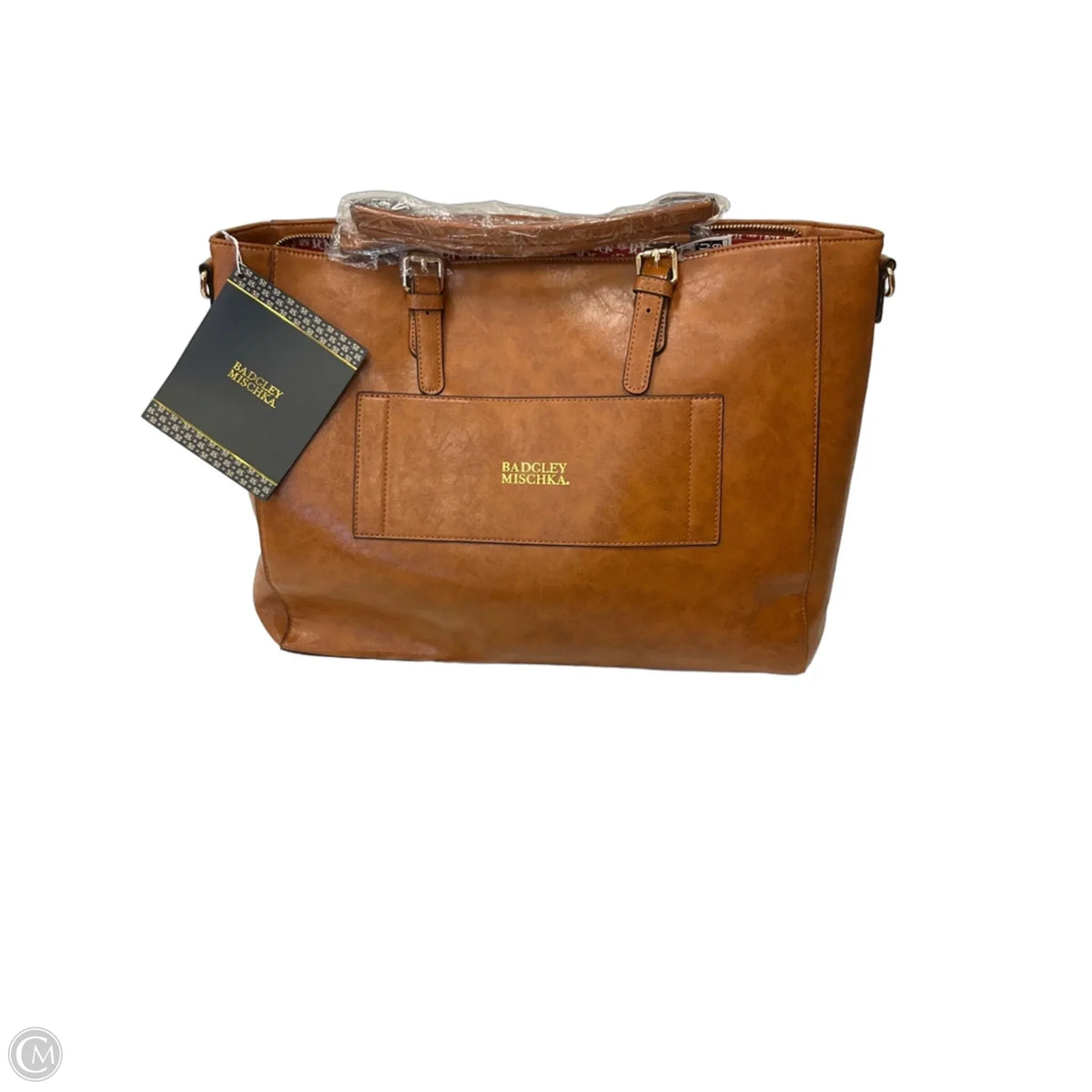 Tote Leather By Badgley Mischka, Size: Medium