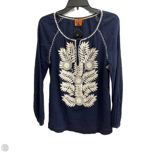 Top Long Sleeve Designer By Tory Burch In Navy, Size: Xs