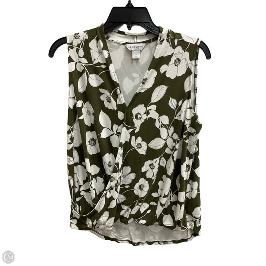 Top Sleeveless By Liz Claiborne In Green & White, Size: S