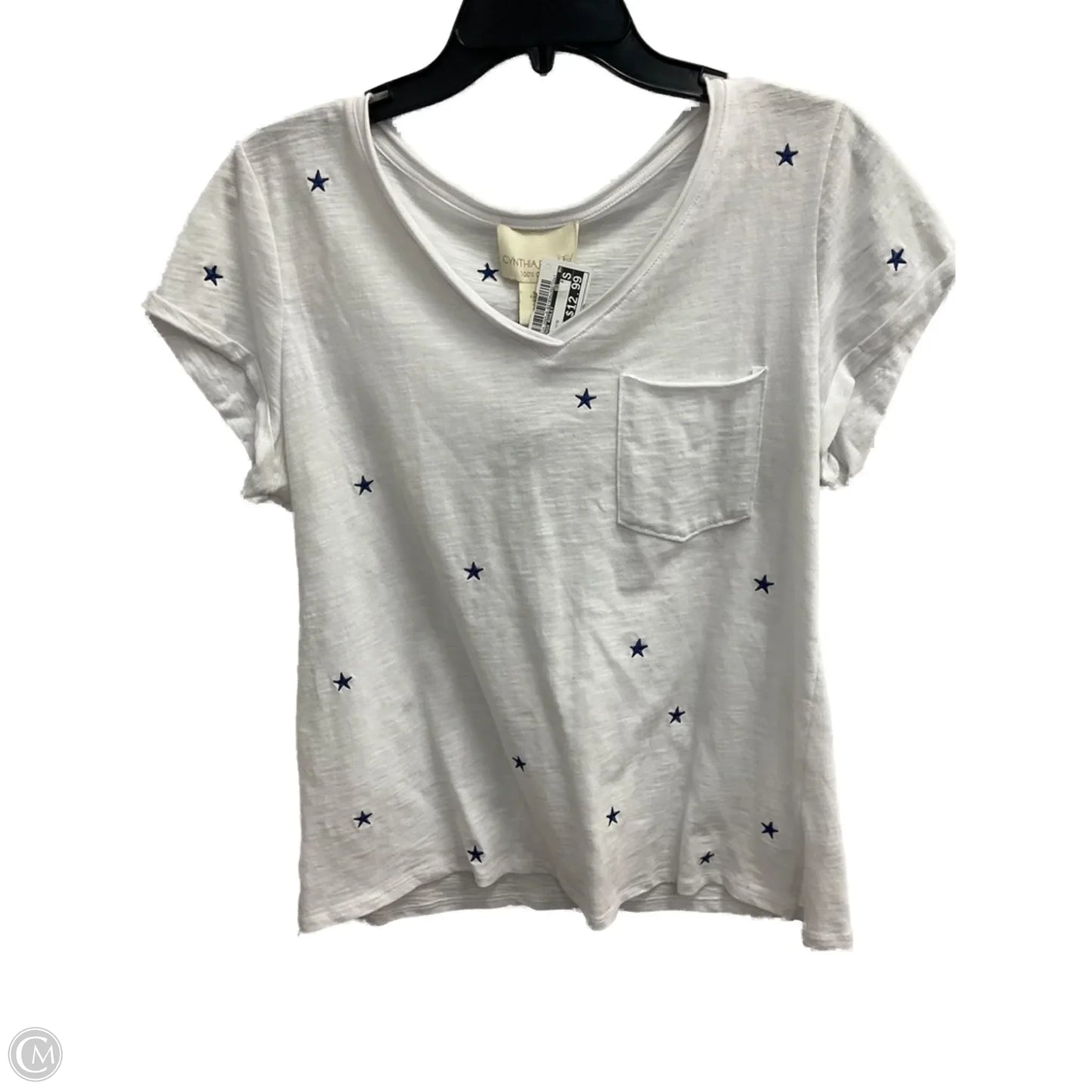 Top Short Sleeve By Cynthia Rowley In Blue & White, Size: M