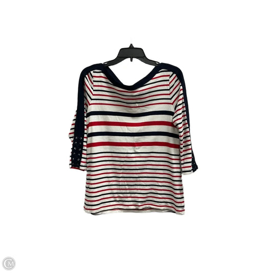 Top 3/4 Sleeve By Chaps In Blue Red & White, Size: L