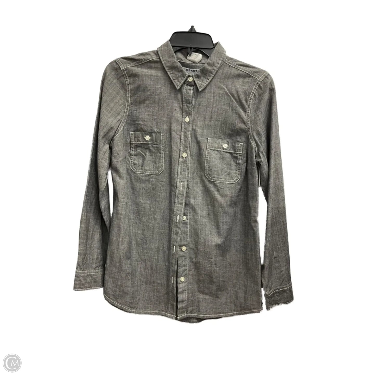 Blouse Long Sleeve By Old Navy In Grey, Size: Sp