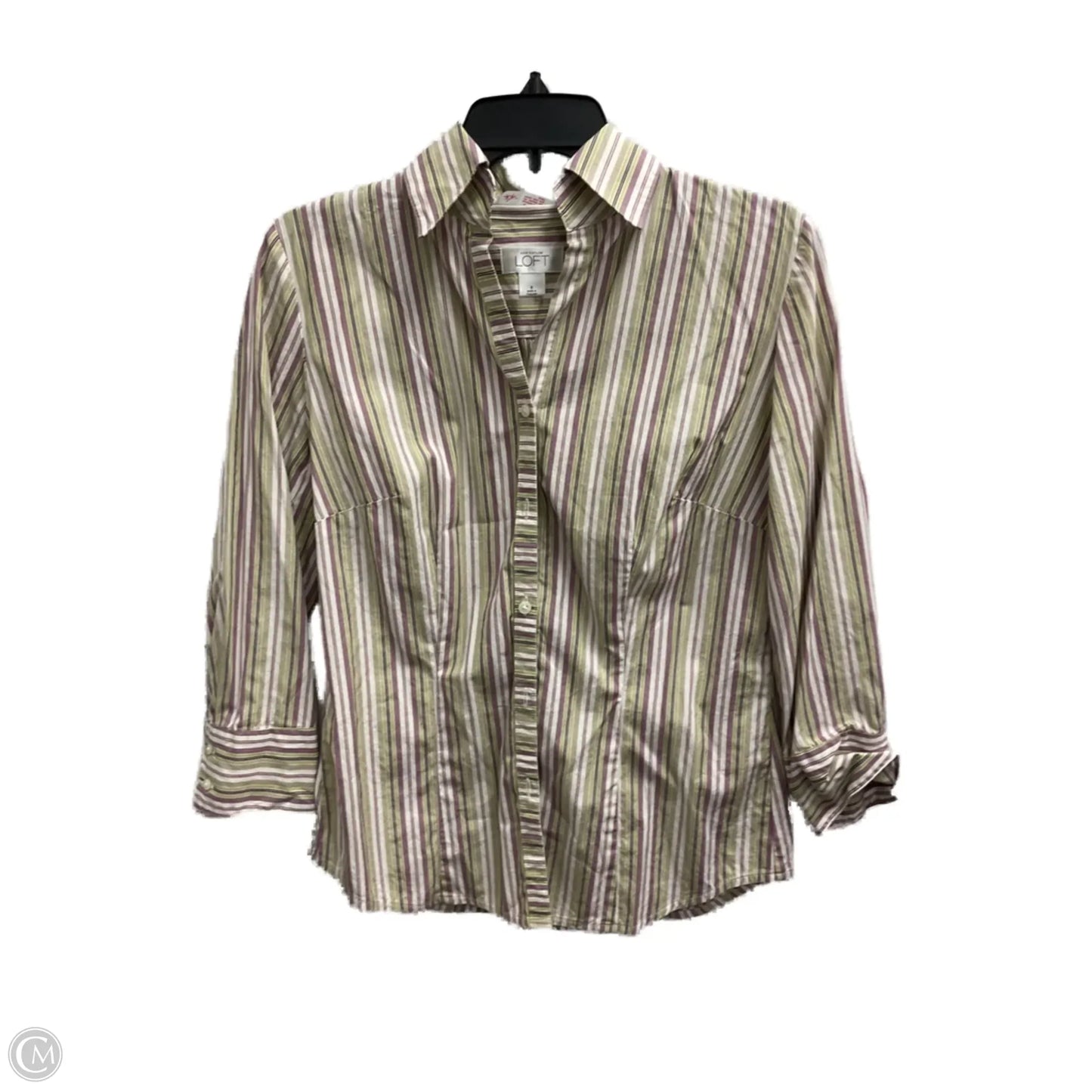 Blouse Long Sleeve By Loft In Green & Purple, Size: 6