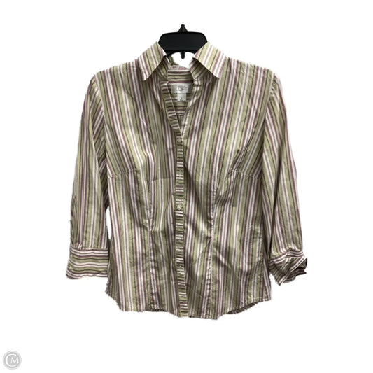 Blouse Long Sleeve By Loft In Green & Purple, Size: 6
