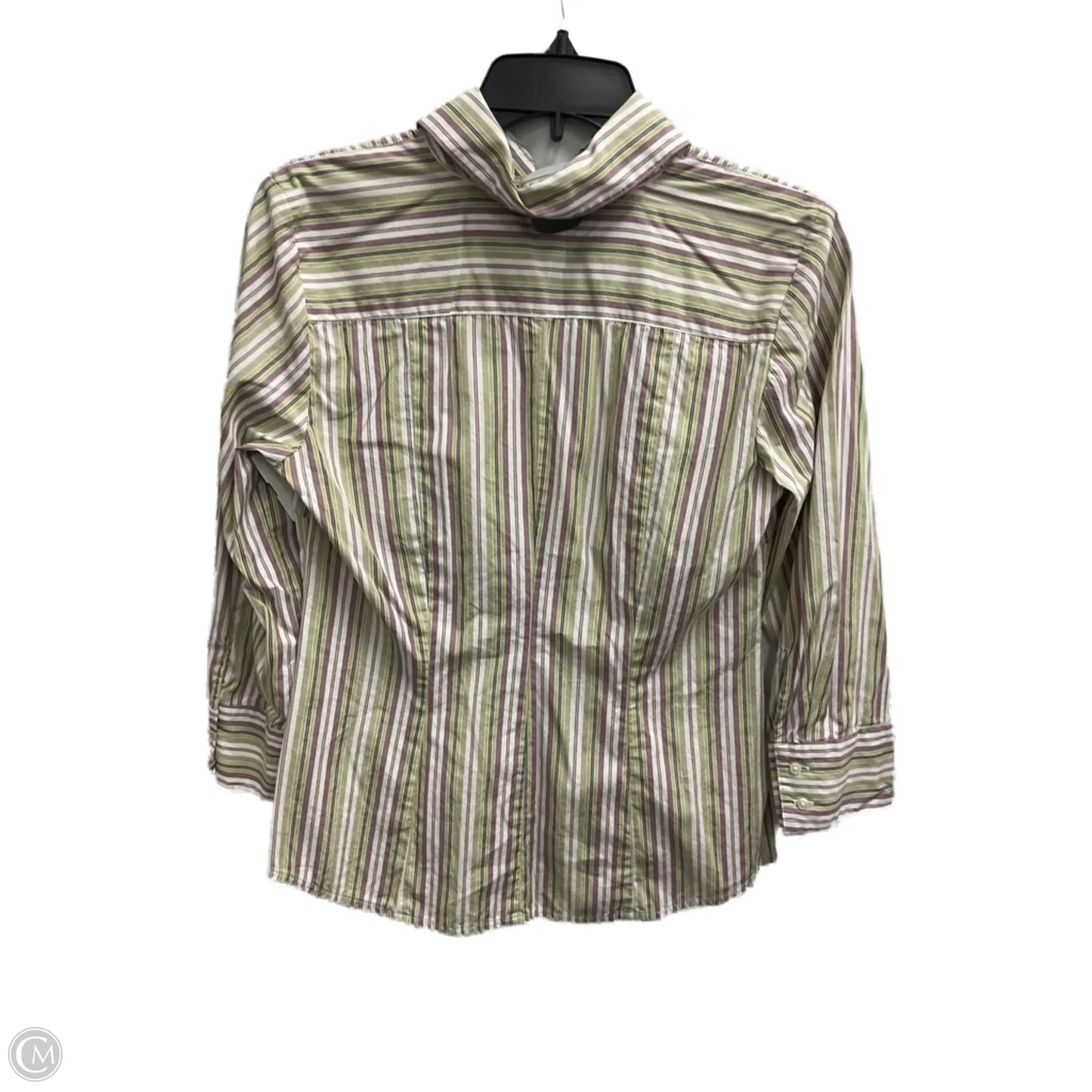 Blouse Long Sleeve By Loft In Green & Purple, Size: 6