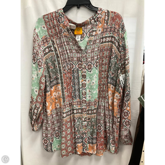 Top 3/4 Sleeve By Ruby Rd In Green & Red, Size: 1x